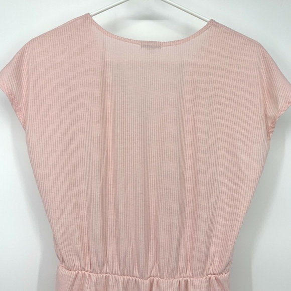 Ecote Romper Pink V Neck Ribbed Knit Surplice - Picture 10 of 11